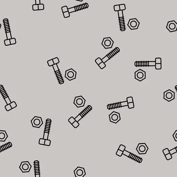 Nut and bolt tool work line seamless pattern Illustrazione stock