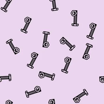 Nut and bolt tool work line vector seamless pattern Stockillustratie
