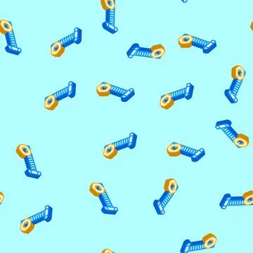 Nut and bolt tool work isometric icon seamless pattern Stock Illustration
