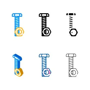 Nut and bolt tool work color mix icon vector Illustrazione stock