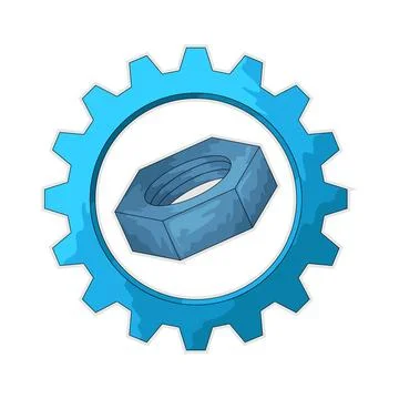 Nut and gear illustration Stock Illustration