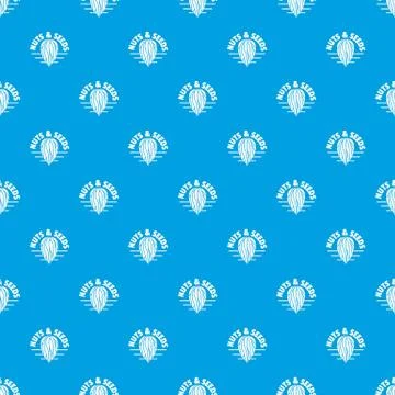 Nut and seed company pattern vector seamless blue Stock Illustration