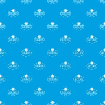 Nut and seed emblem pattern vector seamless blue Stock Illustration