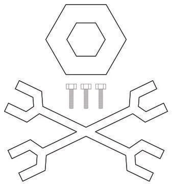 Nut and Wrenches Outline Stock Illustration