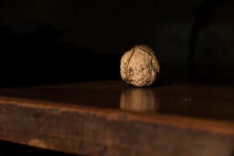 Nut on black Stock Photos