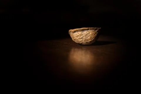 Nut on black Foto stock