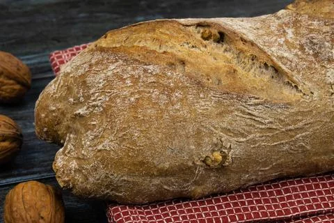 Nut bread on a gray background Stock Photos