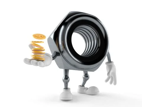 Nut character with stack of coins 스톡 일러스트
