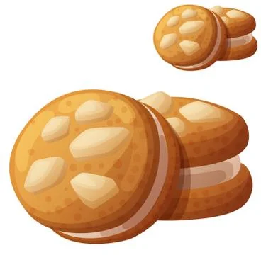 Nut cookie. Detailed vector icon isolated on white background Illustrazione stock