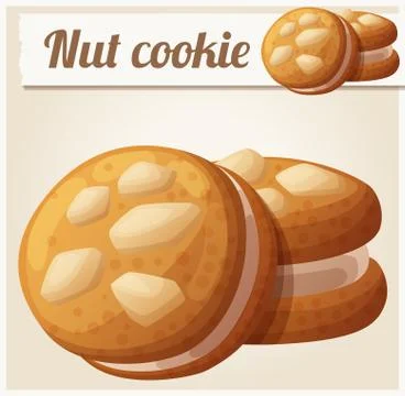 Nut cookie. Detailed vector icon Stock Illustration
