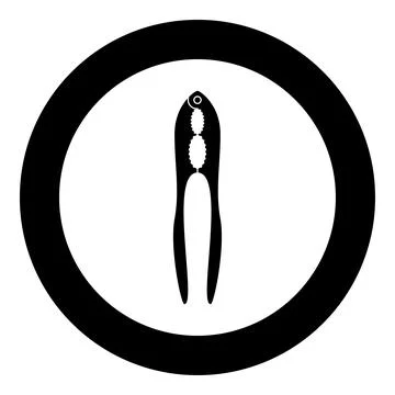 Nut cracker nutcracker icon in circle round black color vector illustration.. 스톡 일러스트