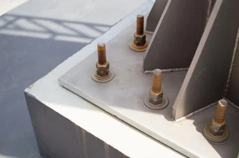 Nut for fixing the cement platform with new size steel columns Stock Photos