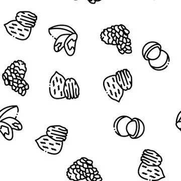 Nut Food Different Seamless Pattern Vector Illustrazione stock