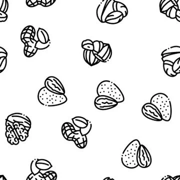 Nut Food Different Seamless Pattern Vector Illustrazione stock
