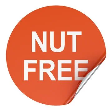Nut Free sticker label with peeling corner, 3D rendering Stock Illustration