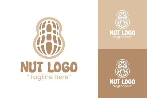 Nut Logo Modern Healthy Snack Identity Stock Illustration