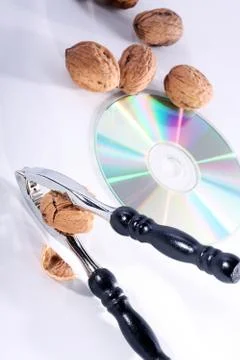 Nut with nutcracker close Stock Photos