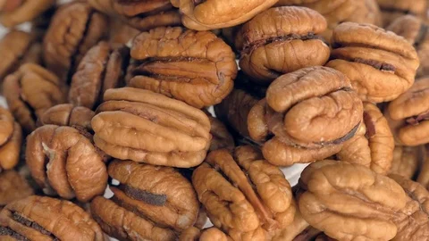 The nut pecan rotates on the turntable. Stock Footage 77416821