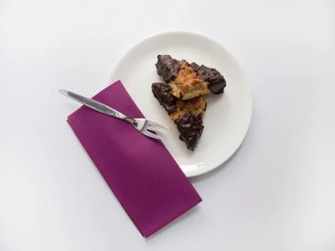 Nut slices on plate Stock Photos