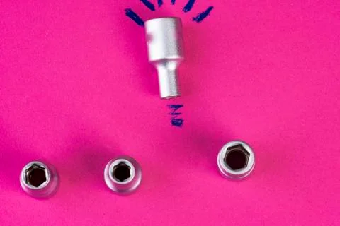 Nut socket idea on pink Stock Photos