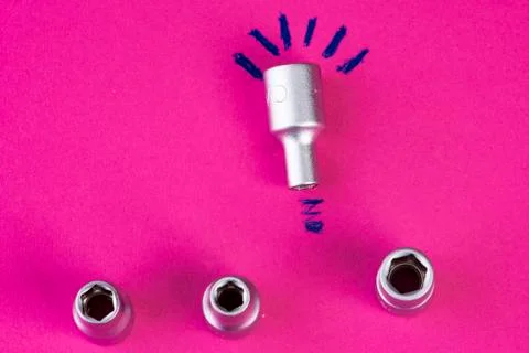 Nut socket idea on pink Stock Photos