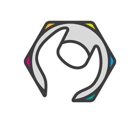 Nut with a spanner. Logo symbol Stock Illustration