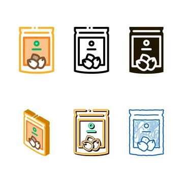 Nut styleset package icon vector outline Stock Illustration