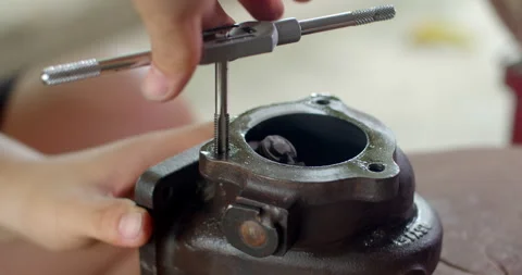 The nut threads have rust stains making the nut impossible to screw in. Stock Footage 313496075