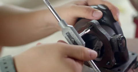 The nut threads have rust stains making the nut impossible to screw in. Stock Footage 313496161