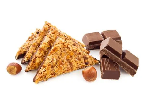 Nut triangles on white Stock Photos