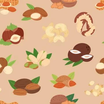 Nut vector nutshell of hazelnut or walnut and almond nuts set nutrition with イラスト素材