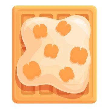 Nut waffle icon cartoon vector. Belgian food Illustrazione stock