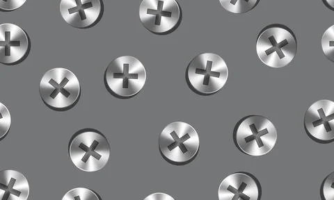 Nut washer seamless pattern. stainless steel retro wallpaper. Stock Illustration
