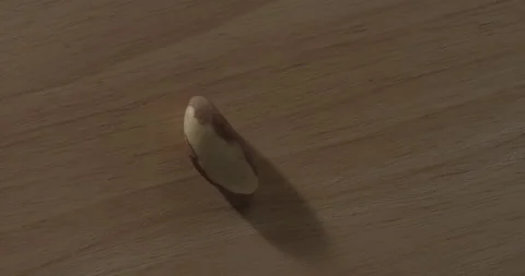 Nut on wood table Stock Footage 146425918