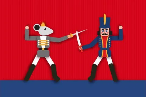 Nutcracker and Mouse King. Merry Christmas party. Happy New Year figurine Stock Illustration