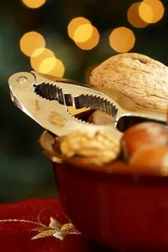Nutcracker and nuts Stock Photos