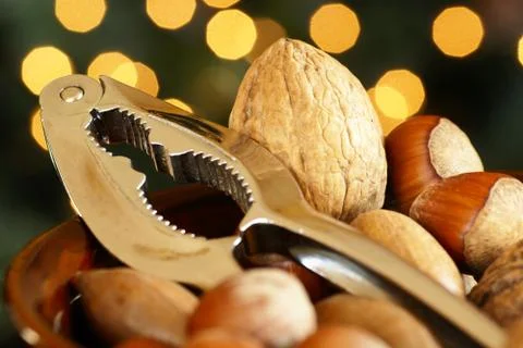 Nutcracker and nuts Stock Photos