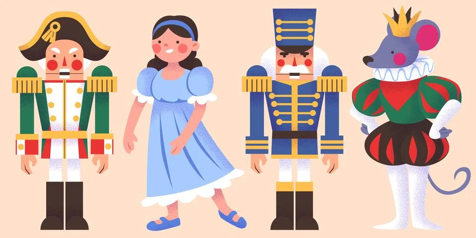 Nutcracker characters - Christmas ballet figures 스톡 일러스트