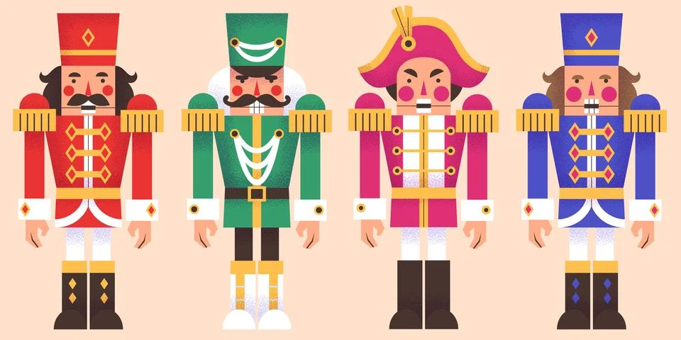 Nutcracker characters - Christmas ballet figures 스톡 일러스트