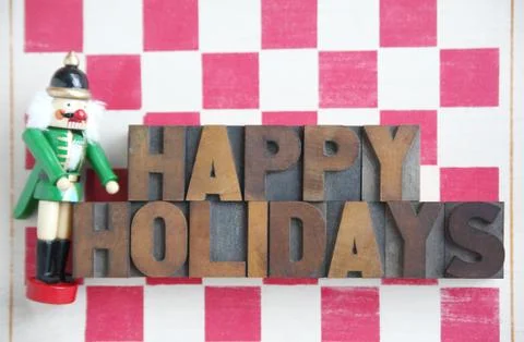 Nutcracker checkerboard happy holidays Stock Photos