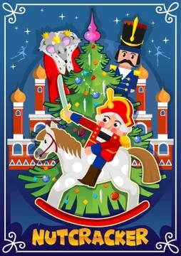 Nutcracker Christmas card or winter holiday invitation Stock-Illustration