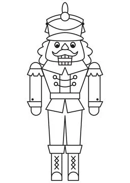 Nutcracker Christmas coloring page vector illustration. Stock Illustration
