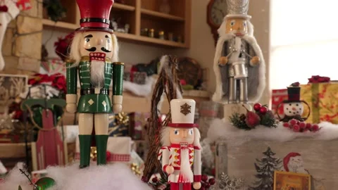 Nutcracker Christmas decor scene. 4k. Stock Footage 167089220