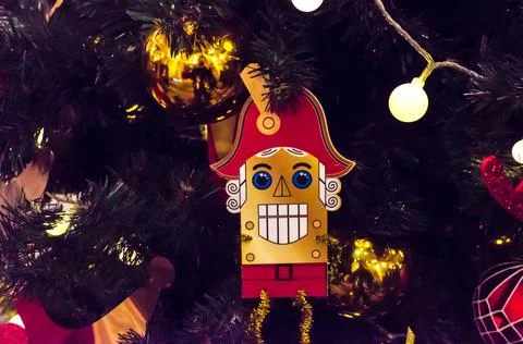 Nutcracker christmas decoration on the tree Stock-Fotos