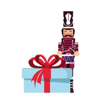 Nutcracker christmas gift box decoration Stock Illustration