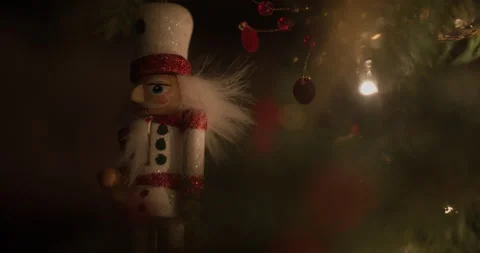 Nutcracker CHRISTMAS Ornament Hanging On Christmas Tree 스톡 동영상 297635003