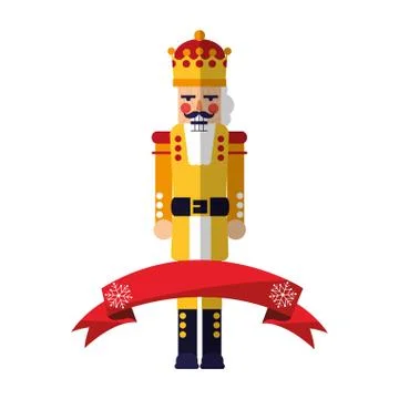 Nutcracker christmas ribbon white background Stock Illustration