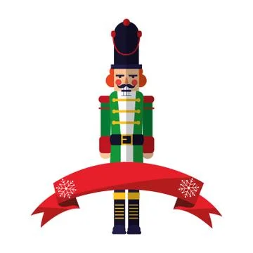 Nutcracker christmas ribbon white background Stock Illustration