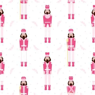 Nutcracker christmas seamless pattern for wrapping paper for kids in cartoon Stock Illustration