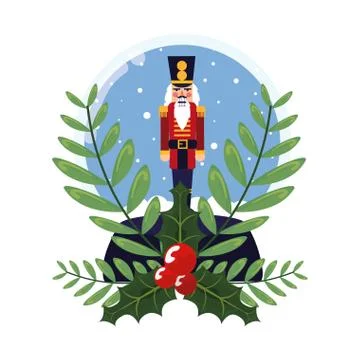 Nutcracker christmas snow globe branches decoration イラスト素材